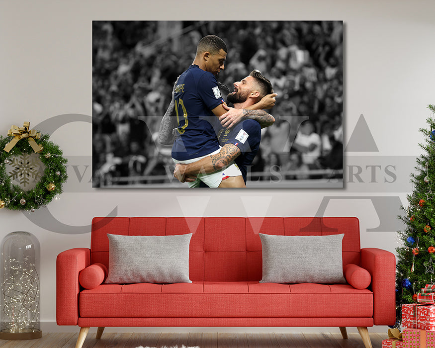 Kylian Mbappe Black & White Canvas Art Soccer Canvas Wall Art