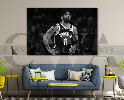 Kyrie Irving Black & White Canvas Art Basketball Canvas Wall Art