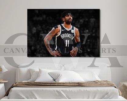 Kyrie Irving Black & White Canvas Art Basketball Canvas Wall Art