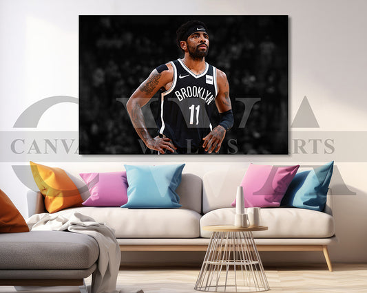 Kyrie Irving Black & White Canvas Art Basketball Canvas Wall Art