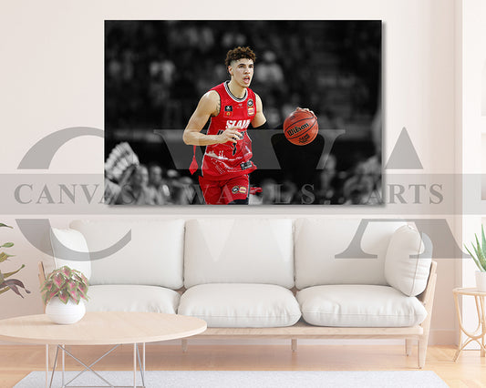 LaMelo Ball Black & White Canvas Art Basketball Canvas Wall Art