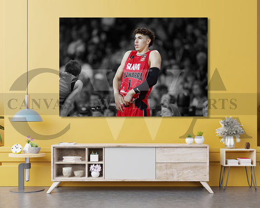 LaMelo Ball Black & White Canvas Art Basketball Canvas Wall Art