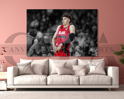 LaMelo Ball Black & White Canvas Art Basketball Canvas Wall Art