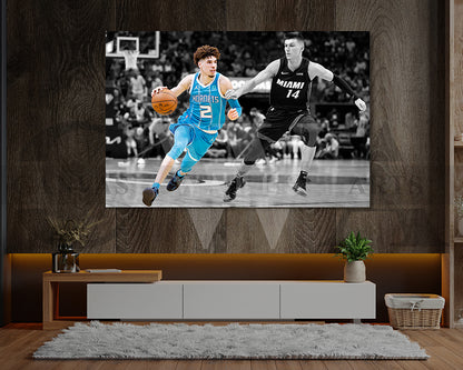 LaMelo Ball Black & White Canvas Art Basketball Canvas Wall Art