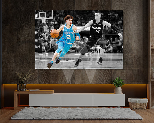LaMelo Ball Black & White Canvas Art Basketball Canvas Wall Art
