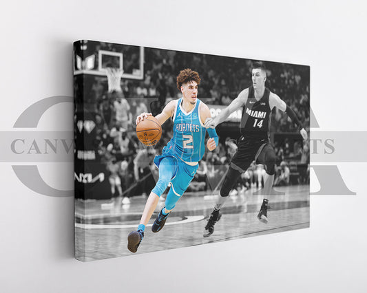 LaMelo Ball Black & White Canvas Art Basketball Canvas Wall Art