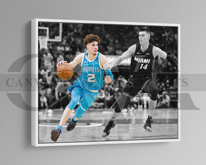 LaMelo Ball Black & White Canvas Art Basketball Canvas Wall Art