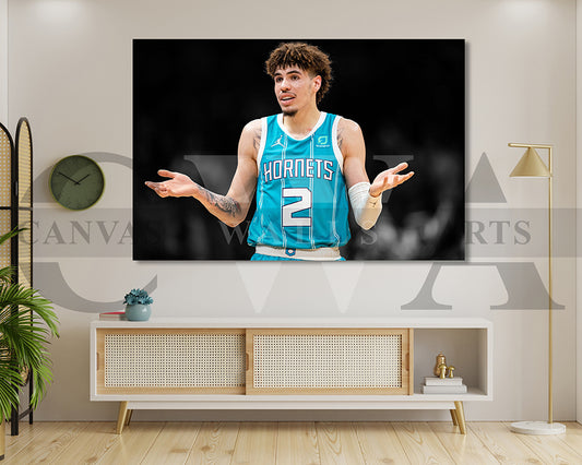 LaMelo Ball Black & White Canvas Art Basketball Canvas Wall Art