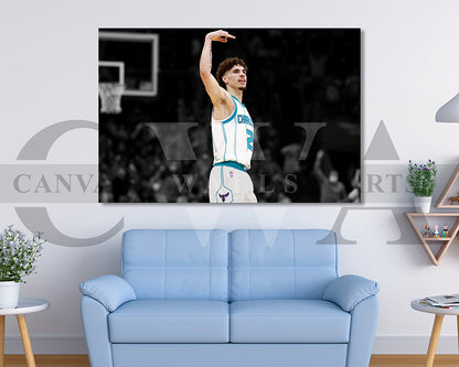 LaMelo Ball Black & White Canvas Art Basketball Canvas Wall Art