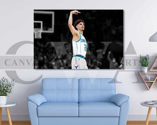 LaMelo Ball Black & White Canvas Art Basketball Canvas Wall Art