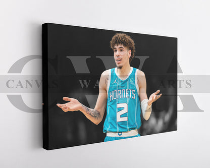 LaMelo Ball Black & White Canvas Art Basketball Canvas Wall Art