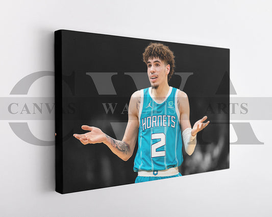 LaMelo Ball Black & White Canvas Art Basketball Canvas Wall Art