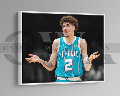 LaMelo Ball Black & White Canvas Art Basketball Canvas Wall Art