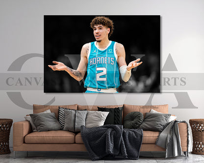 LaMelo Ball Black & White Canvas Art Basketball Canvas Wall Art