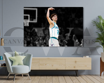 LaMelo Ball Black & White Canvas Art Basketball Canvas Wall Art