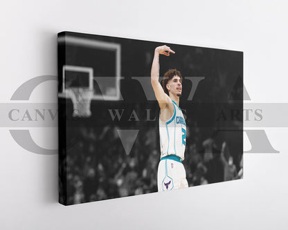 LaMelo Ball Black & White Canvas Art Basketball Canvas Wall Art