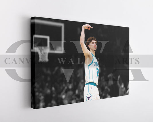 LaMelo Ball Black & White Canvas Art Basketball Canvas Wall Art