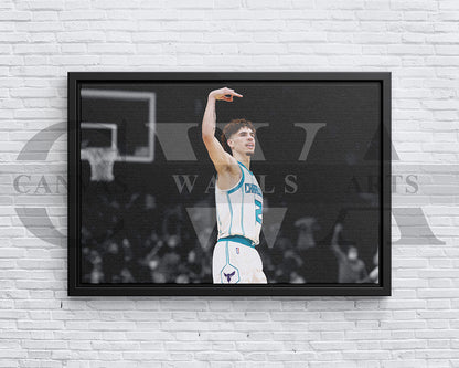 LaMelo Ball Black & White Canvas Art Basketball Canvas Wall Art