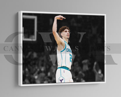 LaMelo Ball Black & White Canvas Art Basketball Canvas Wall Art