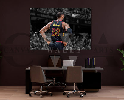 LeBron James Black & White Canvas Art Basketball Canvas Wall Art