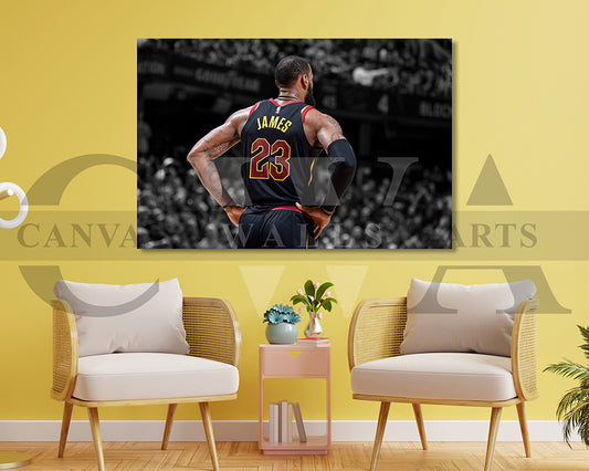 LeBron James Black & White Canvas Art Basketball Canvas Wall Art