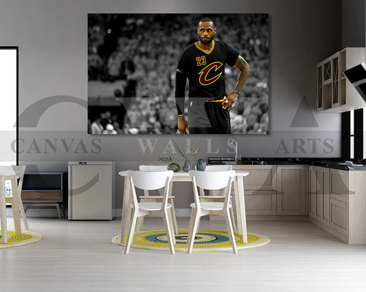 LeBron James Black & White Canvas Art Basketball Canvas Wall Art