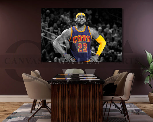 LeBron James Black & White Canvas Art Basketball Canvas Wall Art