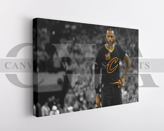 LeBron James Black & White Canvas Art Basketball Canvas Wall Art