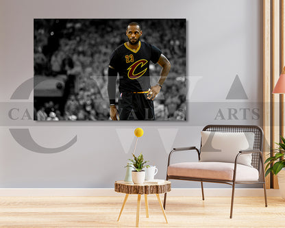 LeBron James Black & White Canvas Art Basketball Canvas Wall Art