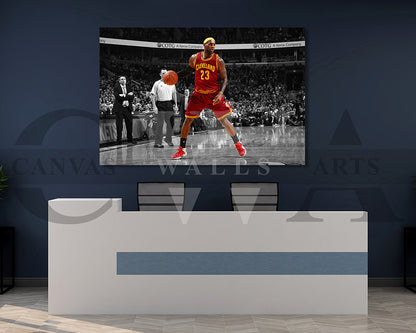 LeBron James Black & White Canvas Art Basketball Canvas Wall Art
