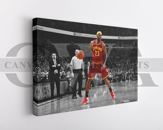 LeBron James Black & White Canvas Art Basketball Canvas Wall Art