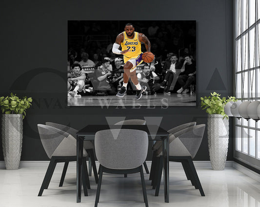 LeBron James Black & White Canvas Art Basketball Canvas Wall Art