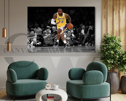 LeBron James Black & White Canvas Art Basketball Canvas Wall Art