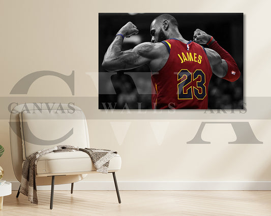 LeBron James Black & White Canvas Art Basketball Canvas Wall Art