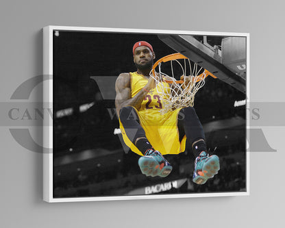 LeBron James Black & White Canvas Art Basketball Canvas Wall Art
