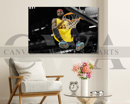 LeBron James Black & White Canvas Art Basketball Canvas Wall Art