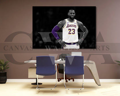 LeBron James Black & White Canvas Art Basketball Canvas Wall Art