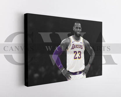 LeBron James Black & White Canvas Art Basketball Canvas Wall Art