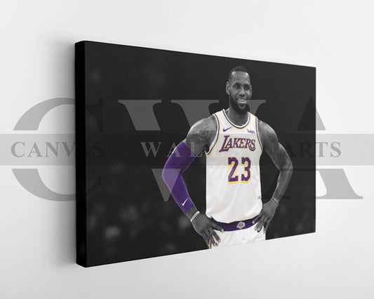 LeBron James Black & White Canvas Art Basketball Canvas Wall Art