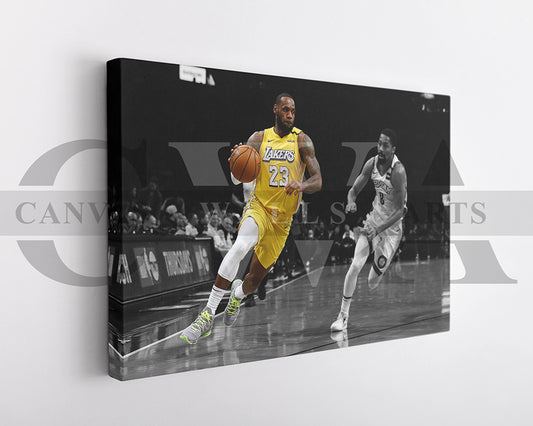 LeBron James Black & White Canvas Art Basketball Canvas Wall Art