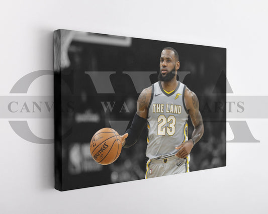 LeBron James Black & White Canvas Art Basketball Canvas Wall Art
