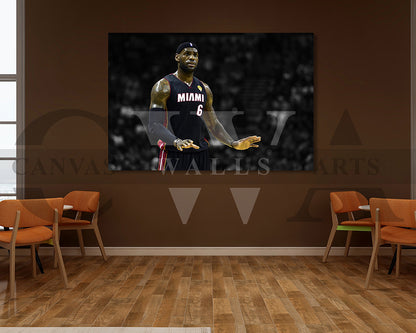 LeBron James Black & White Canvas Art Basketball Canvas Wall Art