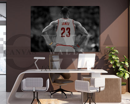 LeBron James Black & White Canvas Art Basketball Canvas Wall Art