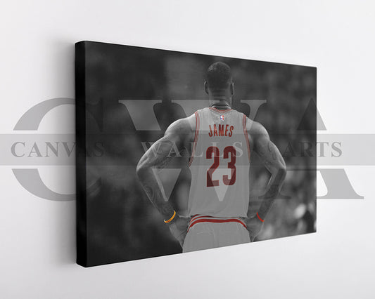 LeBron James Black & White Canvas Art Basketball Canvas Wall Art