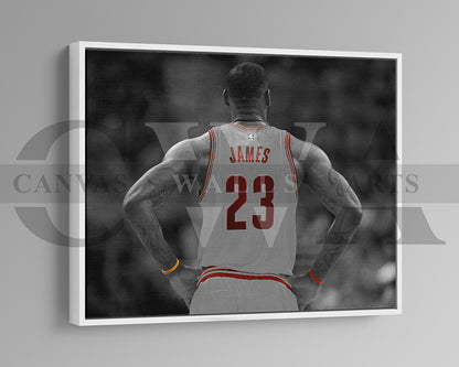 LeBron James Black & White Canvas Art Basketball Canvas Wall Art