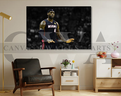 LeBron James Black & White Canvas Art Basketball Canvas Wall Art