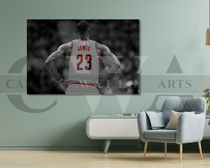 LeBron James Black & White Canvas Art Basketball Canvas Wall Art