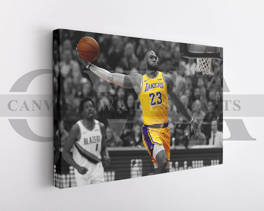 LeBron James Black & White Canvas Art Basketball Canvas Wall Art
