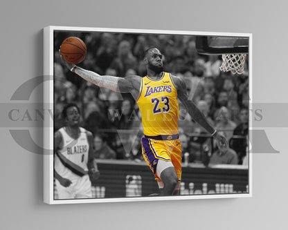 LeBron James Black & White Canvas Art Basketball Canvas Wall Art