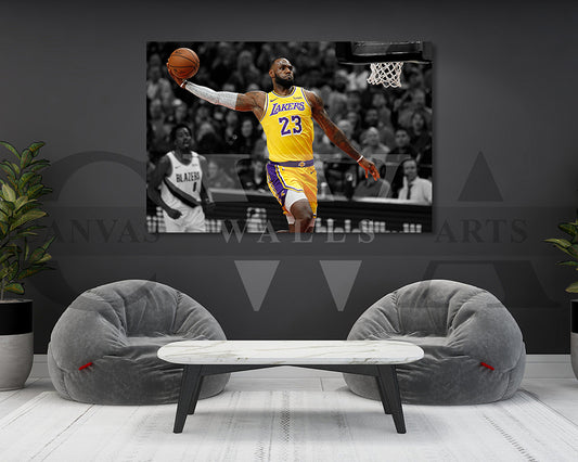 LeBron James Black & White Canvas Art Basketball Canvas Wall Art